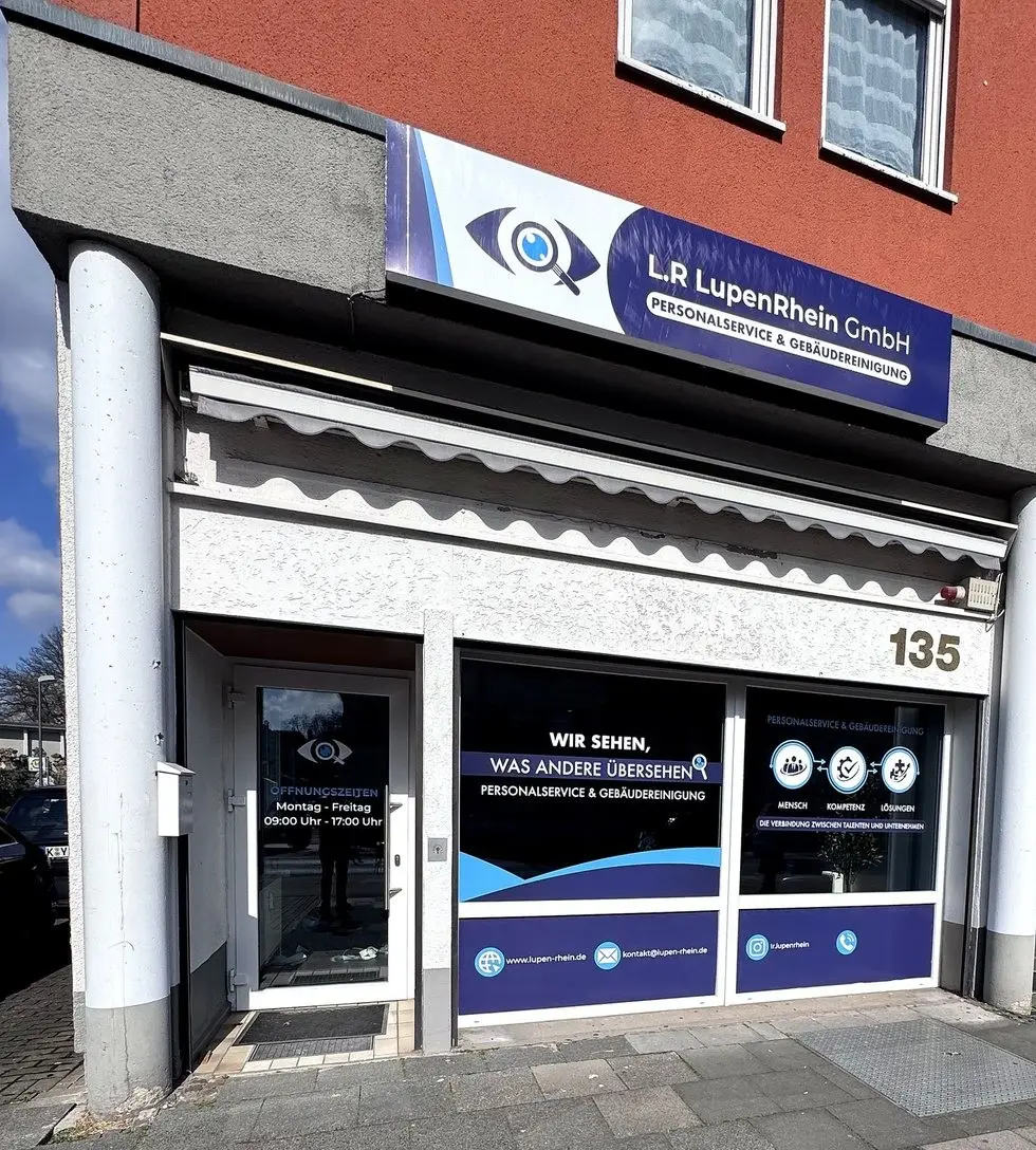 Büro von LupenRhein in der Rathenaustraße 135 in Leverkusen mit Firmenschild